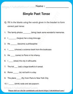 simple past tense worksheet