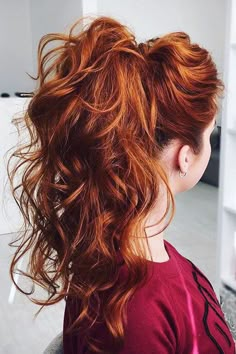 Ponytail Hairstyles Easy, Hair Color Auburn, Wavy Hairstyles, Trendy Hair Color, Hair And Beauty, Auburn Hair, Red Hair Color, Long Hairstyles