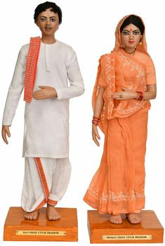 Bihar Traditional Dress, Uttar Pradesh Traditional Dress, Uttar Pradesh Culture, Famous Clothes, Golu Dolls, Dresses Images, Couples Doll, Silver Cocktail Dress, Baby Doll Clothes Patterns