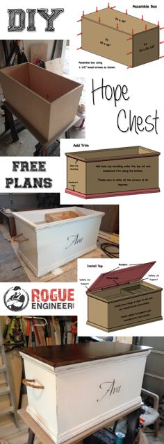 the instructions for how to make a diy hope chest