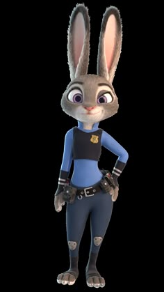 a cartoon rabbit is standing with his hands on his hips and wearing a police uniform