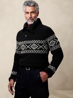 Arran Fair Isle Sweater | Banana Republic Men’s Fair Isle Sweater, Switzerland Style, Ski Sweaters, Native Clothing, Aran Sweaters, Cardigans Women, Resort Casual, Ski Holiday, Fair Isle Cardigan