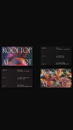 the front and back covers of brochures with text on them, in black background