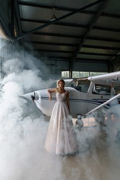 Airplane Prom Photos, Airplane Photoshoot, Pilot Wedding, Wedding Dress With Pearls, Wedding Dresses Sparkly, Airplane Wedding, Wedding Dress With Straps, Matric Farewell