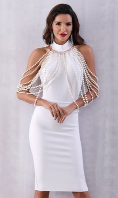 Backless Club Dress, Midi Club Dress, Bodycon Outfits, Bodycon Dress Online, Bandage Midi Dress, Women Bodycon Dress, Pearl Dress, Bright Star, Club Dress