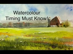 watercolour painting of a farm with text overlaying it that reads,'watercolour trimming must know '