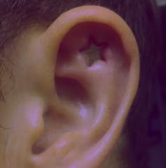 a close up of a person's ear with an object in the middle