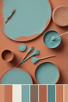 the color scheme is peach and blue, with two different shades to choose from on each plate