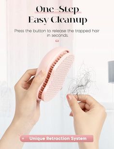 Retractable Bristle Hairbrush for Effortless Hair Removal and Cleaning（Pink) Effortless Hair, Clean Hairbrush, Making Hair, Detangling Brush, Hair Brushes, Effortless Hairstyles, Head Massage, Hair Essentials, Dental Floss