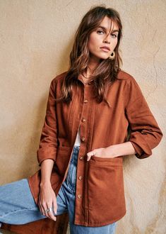 Sezane Will Jacket, Sezane Outfit, Dress Coat Outfit, Oversize Jacket, Denim Essentials, Striped Fabrics