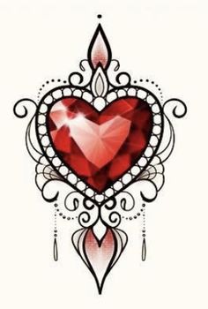 a red heart with an intricate design on it