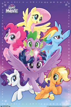 the poster for my little pony movie, featuring many different ponies and their names