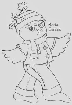 a drawing of a bird wearing a hat and scarf, with the words maria cloco on