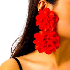 Red Floral Earrings So Cute And Will Dress Up Any Outfit New Flower-shaped Earrings For Summer Parties, Flower Shaped Summer Party Earrings, Red Floral Earrings For Party, Red Flower Earrings For Summer Party, Red Flower-shaped Earrings For Party, Flower-shaped Earrings For Spring Party, Red Flower Shape Earrings For Party, Summer Flower Earrings For Party, Spring Flower Earrings For Parties