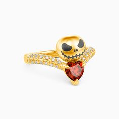 A piece of delicate jewelry meets all your fantasies. With an elegant chevron shank of shiny and stitching accents, this ring shows a symmetric design with a brilliant heart-shaped stone in claws and a polished skull in the center. Combining modernity with sparkling gems, it's the perfect gift for her.Carat Weight: 0.5 ctStone Size: 5*5 mmStone Type: Moissanite/GemstoneNumber of Stones: 1 Stone Shape: HeartStone Color: OptionalCarat Weight: 0.204 ctStone Size: 0.8 mmStone Type: Moissanite/Gemsto Symmetric Design, Skeleton Heart, Side Stone Engagement Ring, The Skeleton, Stone Engagement Ring, Delicate Jewelry, Stone Engagement, Perfect Gift For Her, Christmas Sale