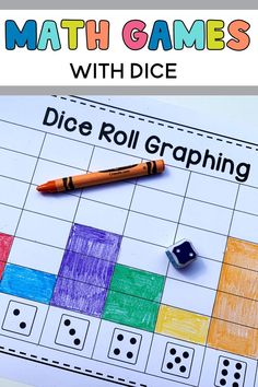 dice roll graphing game with the words math games on it and a pencil next to it