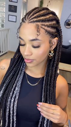 Full Braids Hairstyles, Ghana Weaving Braids Hairstyles, 12 Feed In Braids, Braided Protective Styles Natural Hair, 10 Braids Hairstyles, Dominican Braids, Protective Braids For Black Women, Cornrow Braids Ideas, Coi Leray Braids