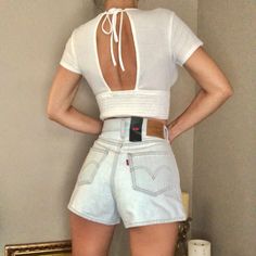 High Waist Denim Shorts, Super Cute And Soft High Waist Denim Shorts, Levis Ribcage, High Waist Denim, Levi Shorts, High Waisted Shorts Denim, Rib Cage, Casual Clothing, High Waisted Denim, High Waist Jeans