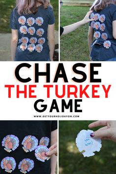 a collage of photos with text that reads chase the turkey game