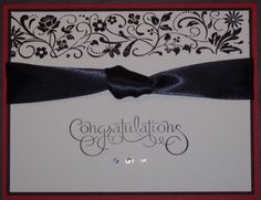 congratulations card with black ribbon and flowers