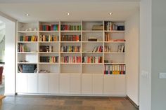 a book shelf filled with lots of books