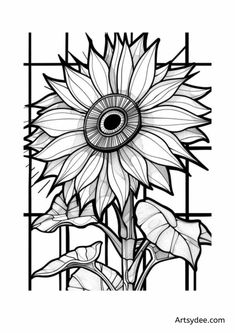 a black and white drawing of a sunflower with an eye in it's center