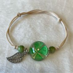 Real Four Leaf Clover Bracelet Good Luck Bracelet Adjustable Bracelet Bohemian Bracelet Silver Tone Leaf Charm Clover Bracelet Pot Leaf Bracelet, Four Leaf Clover Bracelet, Good Luck Bracelet, Clover Bracelet, Bohemian Bracelet, 4 Leaf Clover, Bracelet Men, Bohemian Bracelets, Leaf Charms