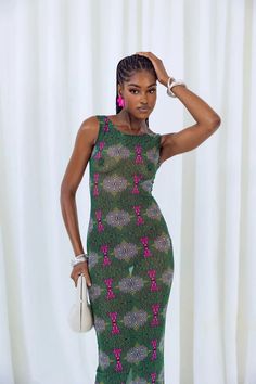 Claude Kameni Muna Dress - Elegant African Print Printed Gowns, African Print Dress, African Print Fabric, African Print Fashion, Fashion Wear, Xl Dress, African Print, Puff Sleeves, Crochet Stitches