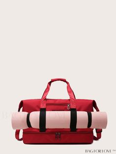 BagForLove - Versatile Outdoor Luggage Bag: Dry/Wet Separation Fitness Storage, Bag With Shoe Compartment, Lightweight Luggage, Adjustable Bag, Clothes Storage, Luggage Bag, Word Wrap, Clothing Storage, Red Pattern