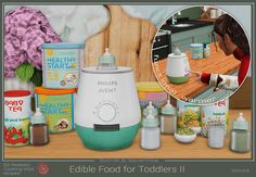 an image of baby food and toddler's products on the counter with a woman