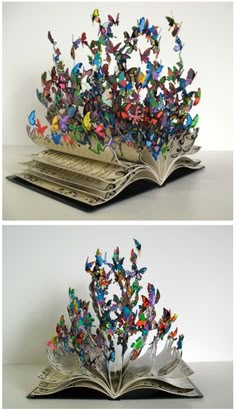 The book of life Altered Book Art, Recycled Art, Paper Sculpture, Butterfly Art, Colorful Butterflies