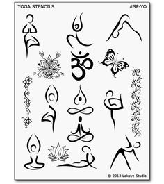 an assortment of yoga symbols framed print