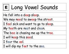 the words are written in red and black on a sheet of paper that says, long voel sounds