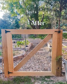 a garden gate with the words before and after