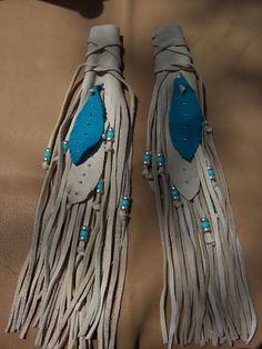 Native American One Hair Wrap White and by PatchesCustomLeather Native Hair, Turquoise Accessories, Native Regalia, Jingle Dress, Crafts Animals, Accessories Fabric, Viking Woman, Leather Crafting