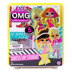 a box with some stickers on it that says, lol omg surprise in 5 dress up studio