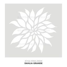 the stencil design dahlia grandee is shown in white on a gray background