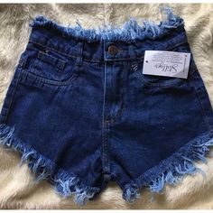 shorts jeans azul escuro desfiado Shorts Jeans, Jean Shorts