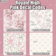 the pink floral wallpaper is shown in four different colors and sizes, including roses