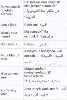 two different types of english and arabic words with the same language in each word,