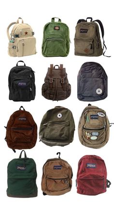 Cool Backpack Aesthetic, Dickies Corduroy Backpack, School Packback Aesthetic, Rory Gilmore Leather Backpack, High School Backpack Aesthetic, Aesthetic Bags For School Vintage, Black Jansport Backpacks Aesthetic Pins, Backbags Aesthetic, Canvas Backpack Aesthetic