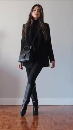 Classy High Boots Outfit, Long Skirt With Ankle Boots, Pointy Knee High Boots Outfit, Long Black Boot Outfit, Black Heel Boots Outfit Winter, Holiday Work Dinner Outfit, Long Black Boots Outfit Winter Classy, Tall Black Leather Boots Outfit, Rainy Going Out Outfit Night