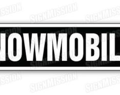 the word snowmobile is shown in white on a black and white sticker that says snowmobile