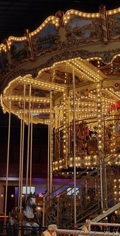 a merry go round at night with lights