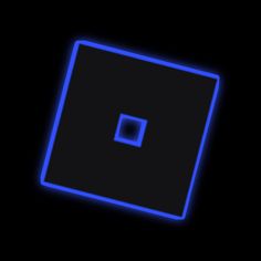 an illuminated square in the middle of a black background with blue light coming from it