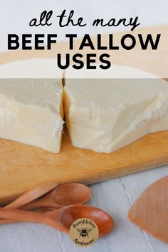 two pieces of cheese on a wooden cutting board