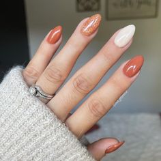 Her Nails, Orange Nails, Pretty Acrylic Nails