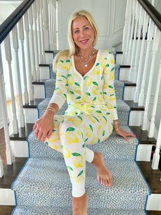 Lemon Zest Pajama Set Cozy Spring Loungewear Sleepwear, Cozy Spring Sleepwear For Lounging, Cozy Sleepwear For Spring Lounging, Cozy Spring Lounging Sleepwear, Cozy Spring Sleepwear For Overnight, Cozy Sleepwear For Overnight In Spring, Fitted Casual Sleepwear, Comfortable Fitted Sleepwear For Loungewear, Summer 25