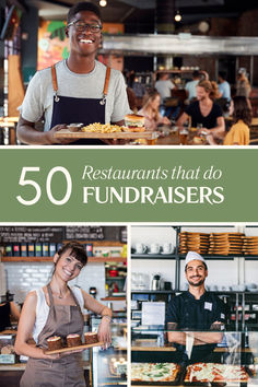 the cover of 50 restaurants that do fundraisers, with photos of employees