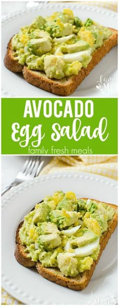 avocado egg salad on toasted bread with broccoli and mayonnaise